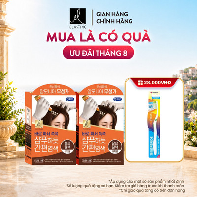 [CHÍNH HÃNG ĐỘC QUYỀN] Combo 2 Kem gội nhuộm phủ bạc Elastine nhanh chóng, tiện lợi 60g, màu tự nhiên, giúp tóc mềm mượt