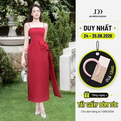 Đầm 2 dây ôm a phối nơ bên hông 1P08.2505K, váy đầm dự tiệc kiểu dáng nàng thơ, thanh lịch – sang trọng – tôn dáng JM