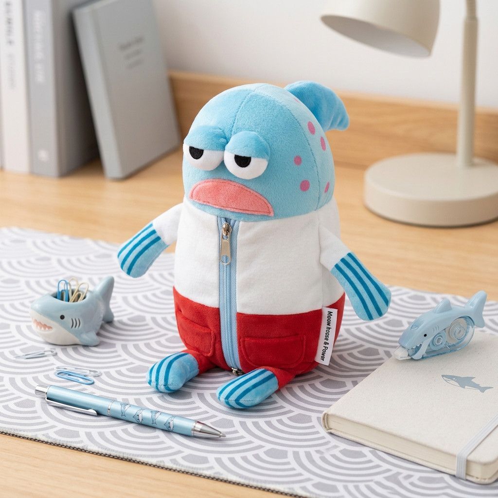 Meow House Meow Libiqibao Cư dân Dumb Fish Pencil Case ins Doll Phim hoạt hình dễ thương Hộp đựng bú