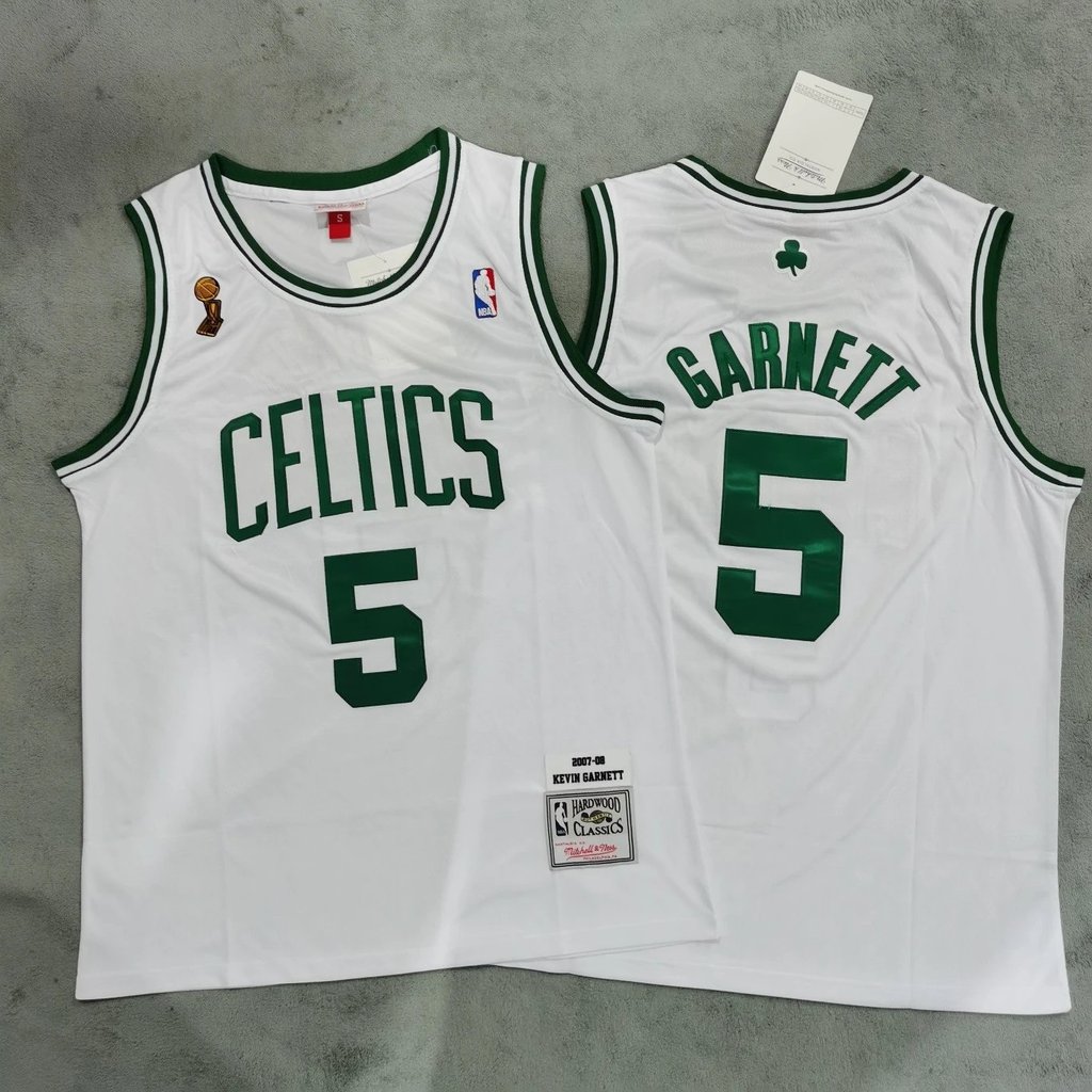 Garrett No. 5 Celtic 07-08 Champion White Jersey NBA Thêu Jersey