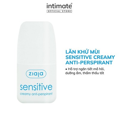 Lăn Khử Mùi Sensitive Creamy Anti-perspirant ZIAJA Hỗ Trợ Ngăn Tiết Mồ Hôi, Dưỡng Ẩm, Thẩm Thấu Tốt 60ml