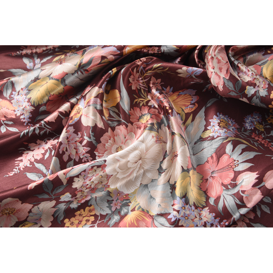 Hoài Cổ Màu Series Lụa Tre Lụa Vải Lanh Satin 1.4m Rộng Kỹ Thuật Số Phun Hoa Lớn Vải Lụa Nặng 75 Yua