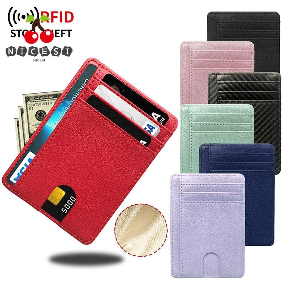 Ví Da NICESI Chống Trộm Ví Mini Thẻ Tín Dụng Ví Đựng Tiền 8 Khe Cắm