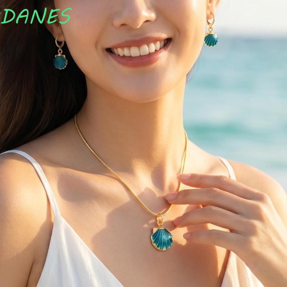 Bộ Bông Tai Vòng Cổ FRBFRB, Bộ Trang Sức Chủ Đề Đại Dương Bohemian INS, Bộ Trang Sức Nữ Màu Xanh Nhẹ