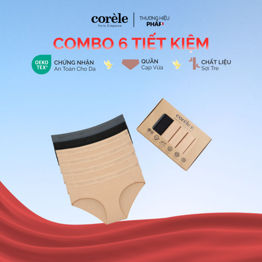 [COMBO 6 TIẾT KIỆM] Quần lót nữ Bamboo sợi tre lưng vừa mềm mại kháng khuẩn, mặc hàng ngày, chuẩn OE