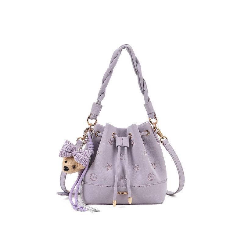 ((Đồ trang trí miễn phí) YICHEN YICHEN Merader Color Series Bucket Bag Twist Portable Messenger Xếp 