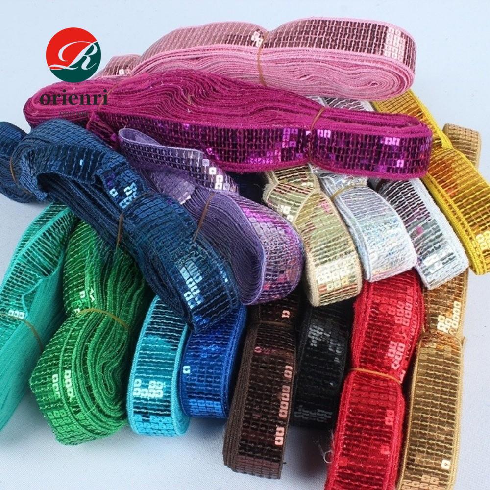 ORIENRI Sequin Ren Viền, Chiều Rộng 2.5cm 5 Hàng Sequin Ruy Băng, Lấp Lánh Vuông Kim Sa Lấp Lánh Chi