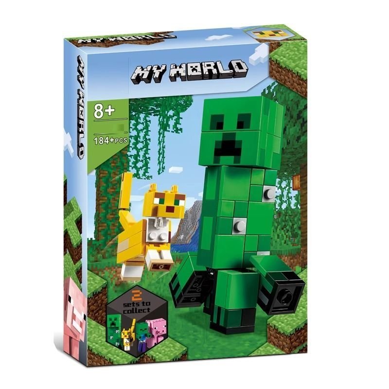 Tương thích Minifigure Minecraft Người lớn Minifigure Crawler và Leopard Cat 21156 Trẻ em Lắp ráp Kh
