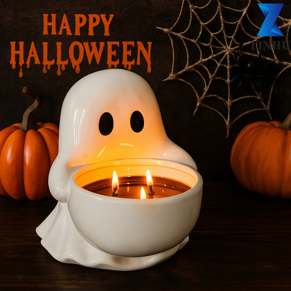 LINHU Halloween Ma Chân Nến, Nhựa Hoạt Hình Halloween Ma Chân Nến, Đồ Trang Trí Halloween Trang Trí 