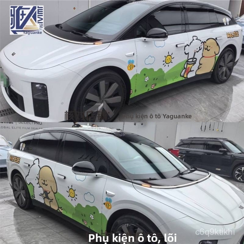 Decal dán xe Li Auto i6 i8 hình chó hoạt hình dễ thương hai bên thân, bền đẹp giao nhanh
