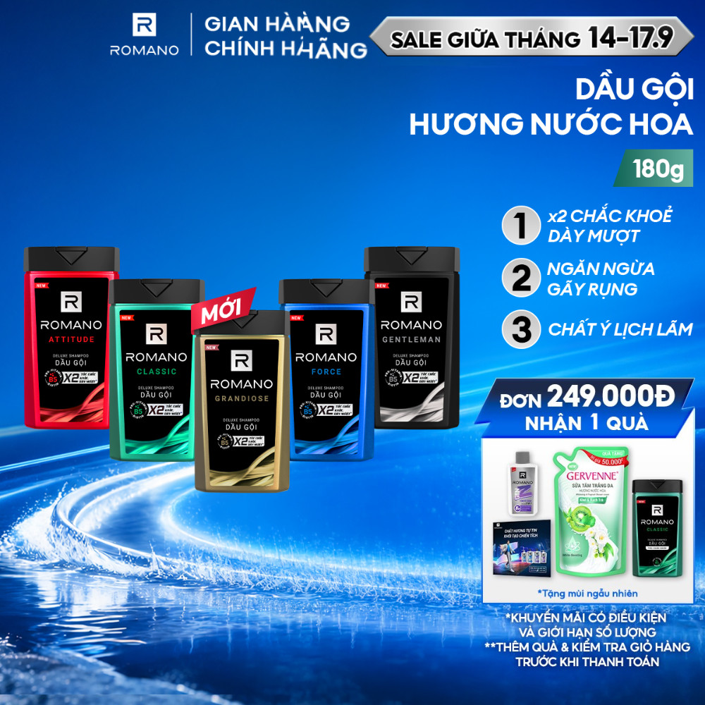 Dầu gội nam Romano hương Nước hoa nam 180g