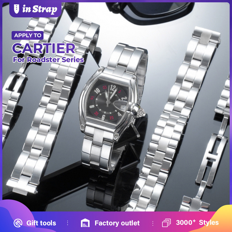 Tương thích với CARTIER Roadster W6206018 Vòng đeo tay đồng hồ nam bằng thép không gỉ phát hành nhan