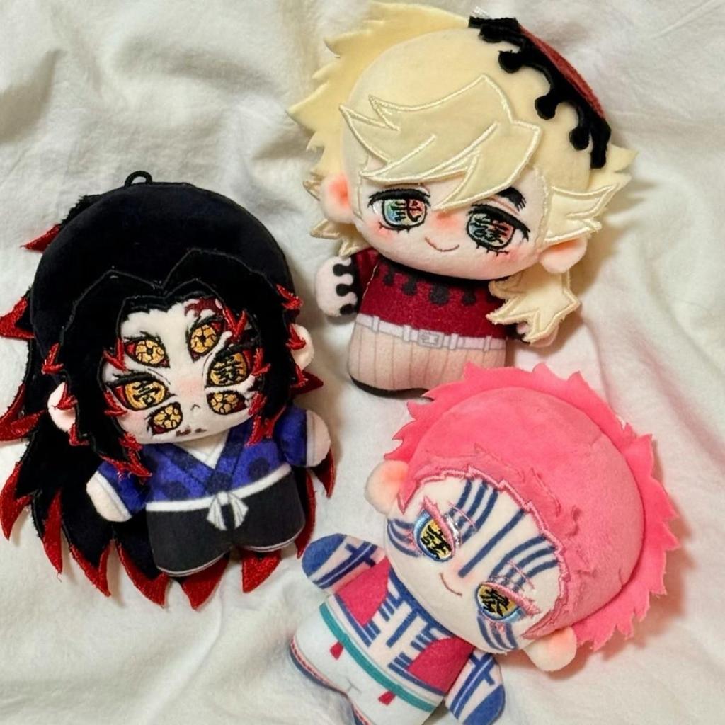 Doll Bông 10cm Anime Demon Slayer Bộ 3 Thượng Huyền Akaza Douma Kokushibo Móc Khóa Treo Balo