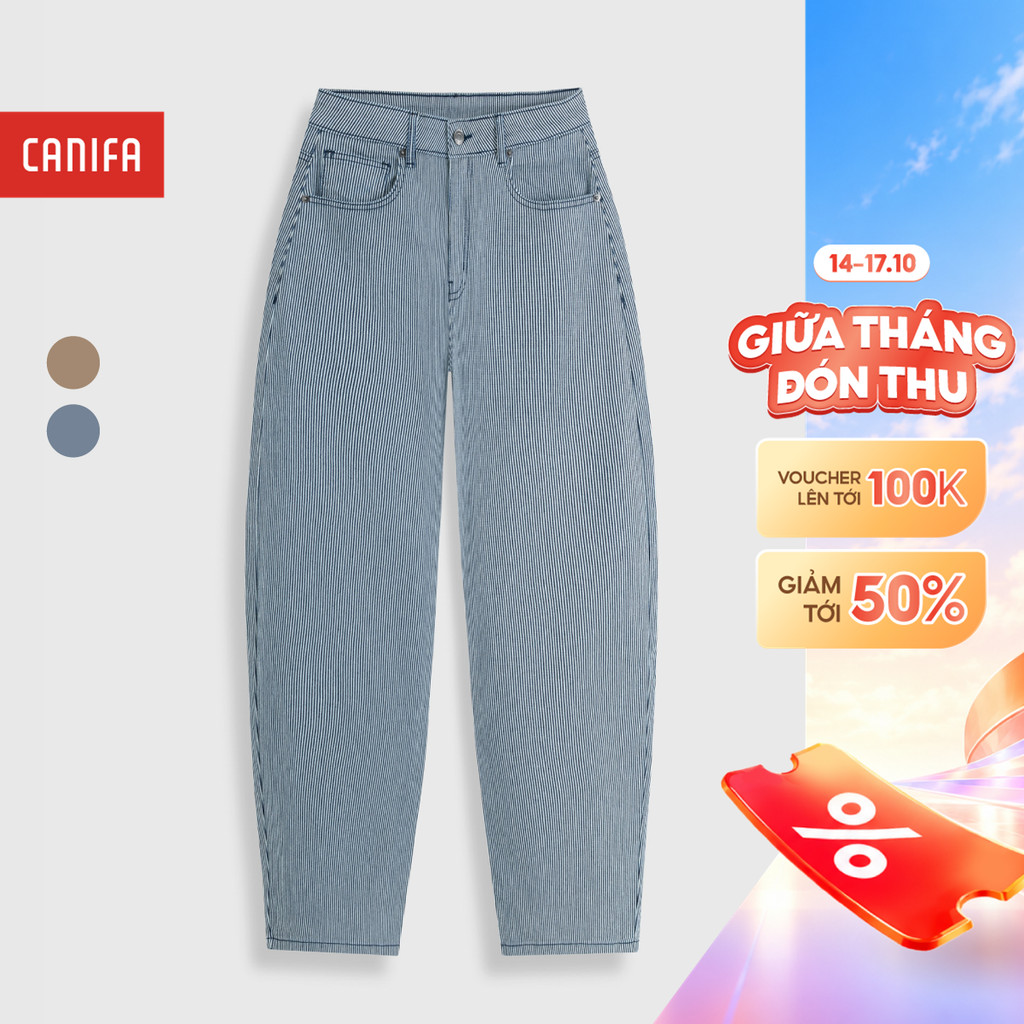 Quần jeans nữ thanh lịch tinh tế chất liệu cotton dáng barrel trẻ trung năng động CANIFA 6BJ26S002