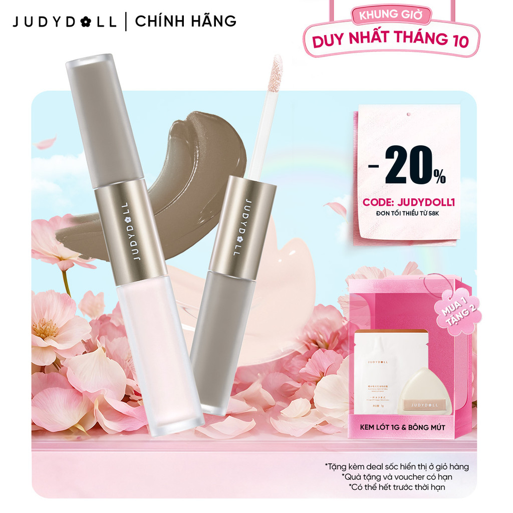 JUDYDOLL Kem Tạo Khối & Bắt Sáng 4.8g Lâu Trôi Tự Nhiên Dạng Lỏng Dễ Sử Dụng…