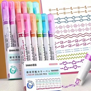  Bộ 6 Bút Trang Trí Dạng Con Lăn Nhiều Màu Bút Vẽ Hoa Văn Đường Viền Kẻ Doodle Highlight Bullet Journal Sổ Tay Học Sinh 