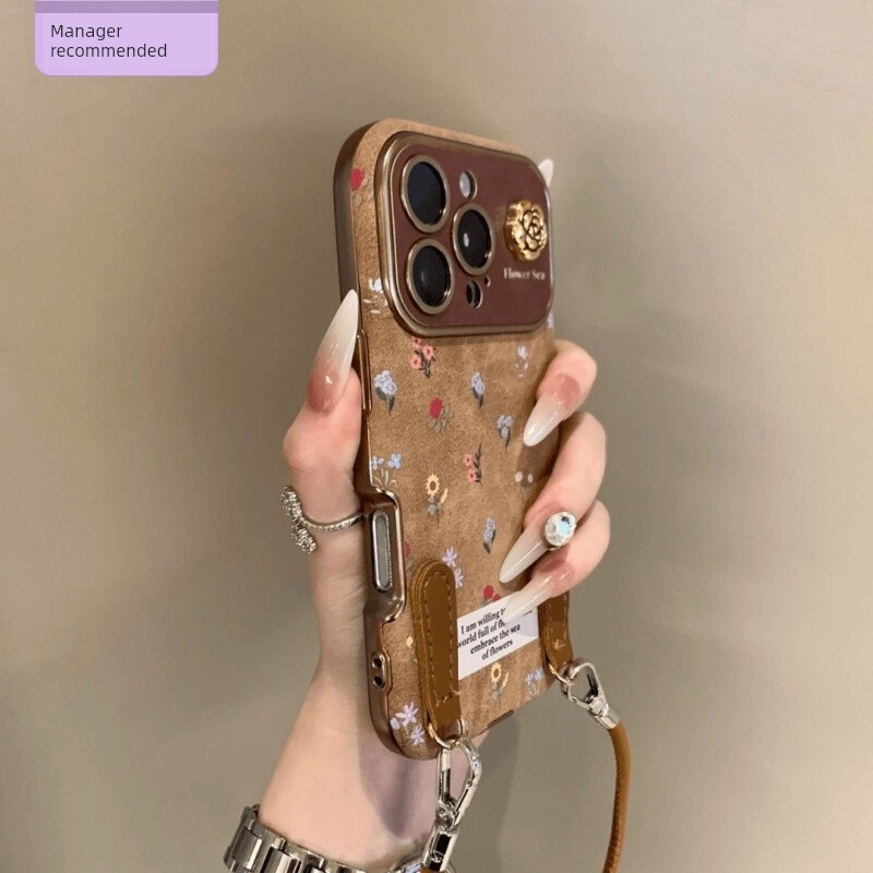 case iphone 17 pro max mô hình iphone 17 pro max Ốp điện thoại di động Apple 17 có dây đeo hoa nhỏ t