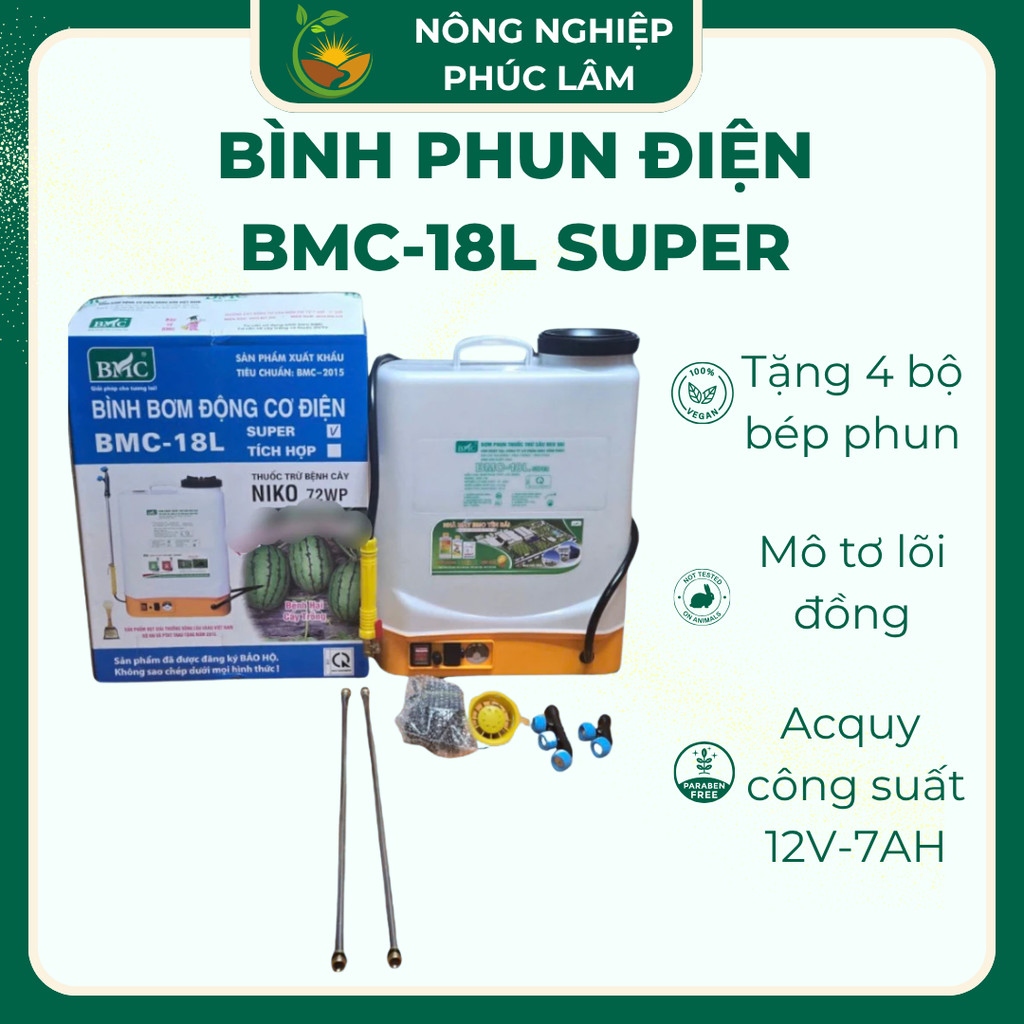 Bình Phun Điện BMC 18L Super – Chính Hãng, Thương Hiệu Số 1 Việt Nam, Phun Cực Mạnh