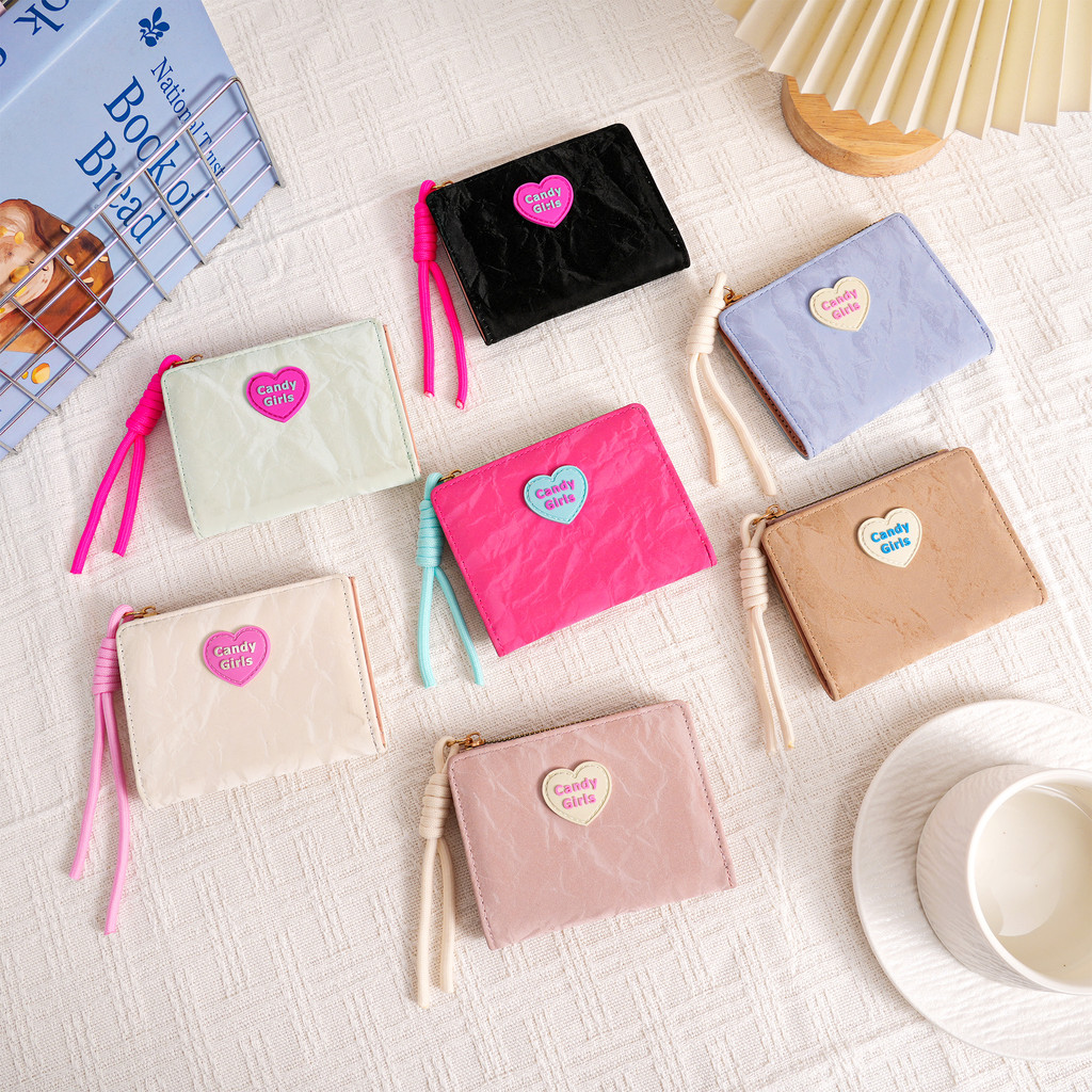 Thời Trang Da PU Nhỏ Tươi Mới Ví Nữ Bifold Đa Năng Đa Năng Nhiều Thẻ Ví Tiền Mặt