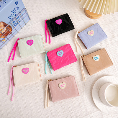 Thời Trang Da PU Nhỏ Tươi Mới Ví Nữ Bifold Đa Năng Đa Năng Nhiều Thẻ Ví Tiền Mặt