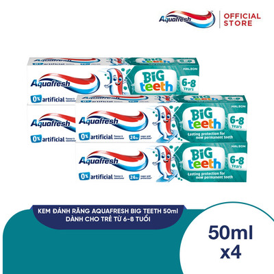 Bộ 4 Kem đánh răng Aquafresh Big Teeth 50ml - dành cho trẻ từ 6 - 8 tuổi
