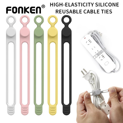 Fonken Dây Cáp Silicon Dây Sắp Xếp Cho Bundling Tai Nghe Sạc Điện Thoại Dây Máy Tính Có Thể Tái Sử Dụng Buộc Cuộn