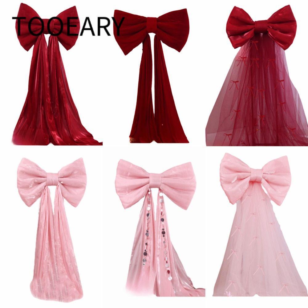 TOOARY Giant Bow Wall Backdrop, Pink Iridescent Drift strip 3 mét Bow Wall Decor, Perfect Decor Wine