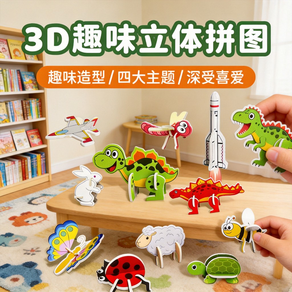 Preferred#3D 3D Puzzle Assembly Building Blocks Animal Fun Toys Creative DIY Assembling children's i