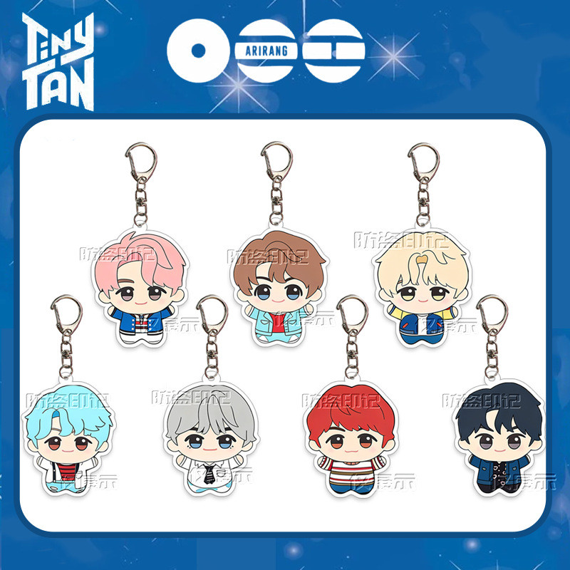 BTS TinyTAN DNA Series Móc khóa hoạt hình Mặt dây chuyền Acrylic JK V Hàng hóa