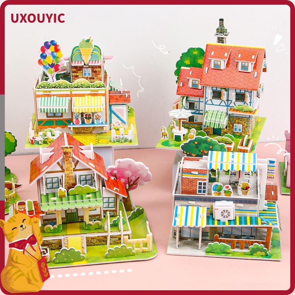 Câu đố ghép hình UXOUYIC, Câu đố mô hình nhà giấy thủ công, Giáo dục sớm Mô hình câu đố vui nhộn cho