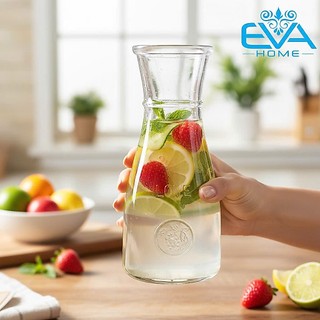 Bình Thủy Tinh Dáng Eo Lớn Cao Cấp Love 500ml Decor Đựng Nước Ép Detox Sang Trọng