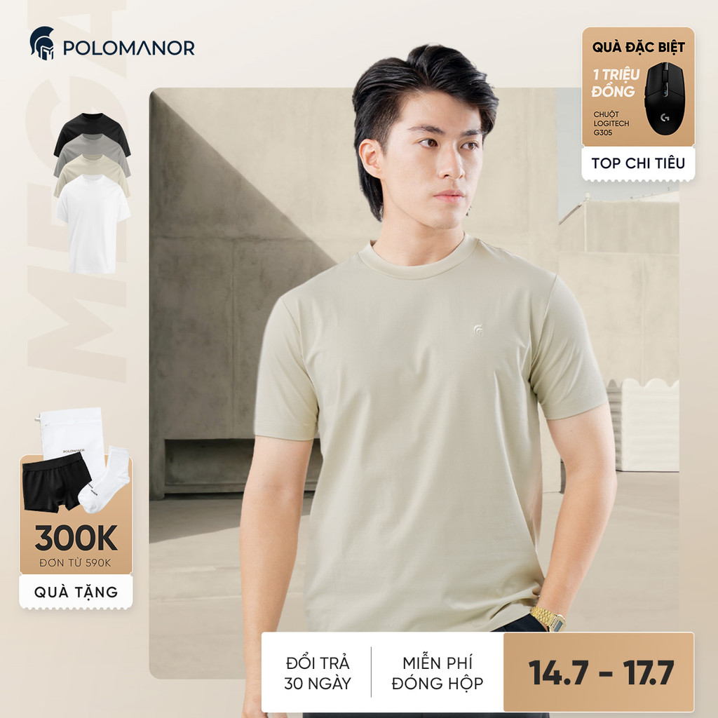 Áo thun nam trơn TSHIRT BASIC USA, vải cotton cao cấp kiểm định USA, thoáng mát, mềm mịn - POLOMANOR