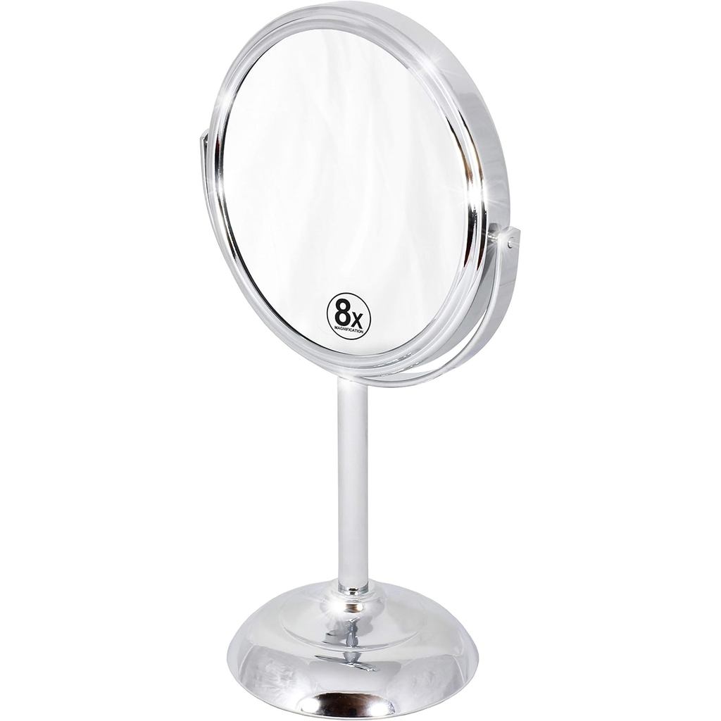 Gương trang điểm Deco Brothers có chân đế hai mặt 6 Inch, độ phóng đại 8X, Chrome