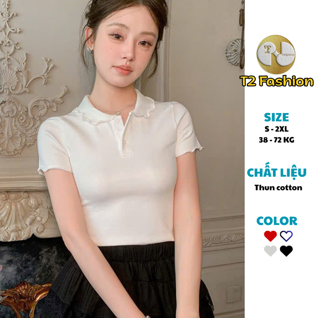 Áo Polo Nữ Bèo Cổ Chất Cotton Co Giãn Phong Cách Trẻ Trung T2601 - T2 Fashion