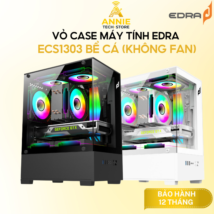 Vỏ CASE máy tính EDRA ECS1303 bể cá (Không Fan) - Hàng chính hãng