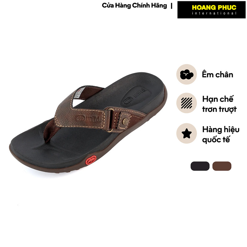 Dép Kẹp Nam ECKO UNLTD. Quai Da Nhân Tạo Phối Vải Đế Cao Su Bền Nhẹ Chống Trượt Màu Đen Nâu IF25-215