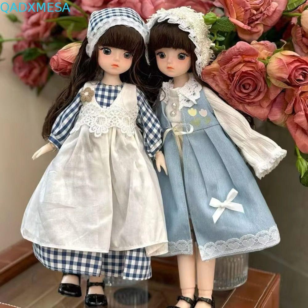 ADAMESXQB Đầm Công Chúa Búp Bê BJD, Tóc Dài Mắt Hấp Dẫn 30cm Bjd Búp Bê Có Quần Áo, Búp Bê Dễ Thương