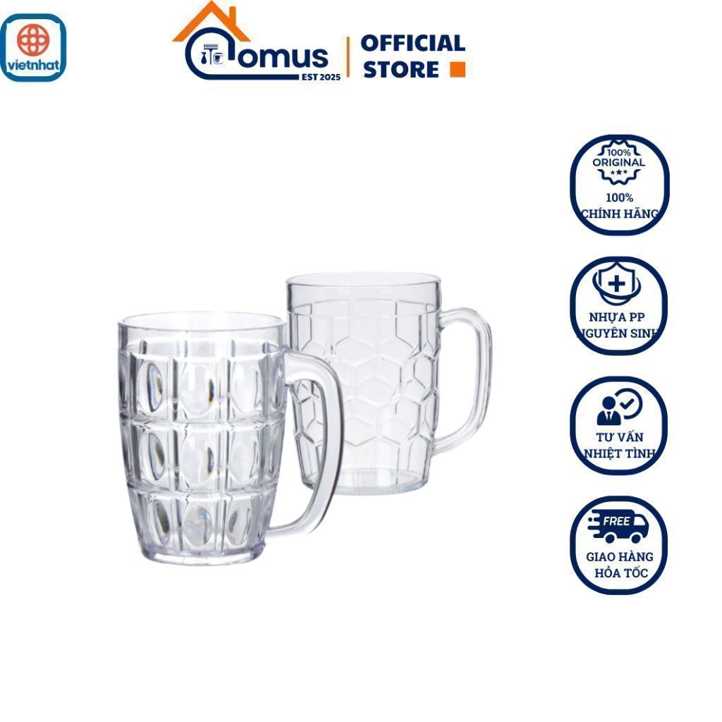 Cốc Uống Nước Nhựa, Cốc Bầu Uống Bia Việt Nhật 6259/6361/4, Ly Nhựa Giả Thuỷ Tinh Bền Đẹp - DOMUS