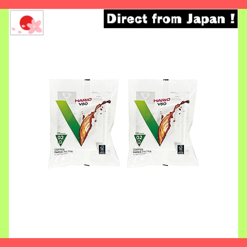 HARIO V60 Paper Filter 02 W White for 1-4 Cups, Made in Japan, VCF-02-100W, Pack of 200 Sheets.【Japa