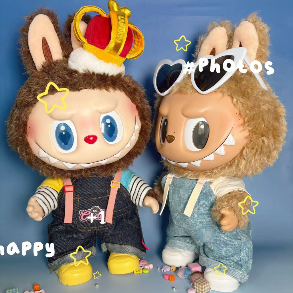 Preferred#Clothes only, no doll]Suitable38cm Labubu Vinyl Doll labubu Doll clothing casual overalls 