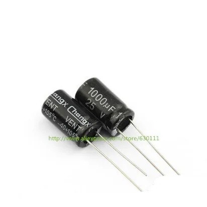 100 CÁI 1000uF 25V tụ điện điện phân 25V1000UF 10mm * 20mm