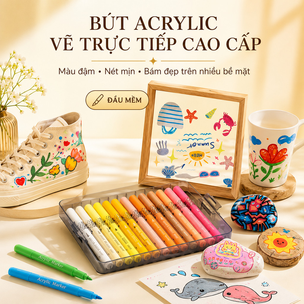 Bút Màu Acrylic 120 Màu đầu Mềm, Màu Acrylic Chống Nước, Cho Học Sinh