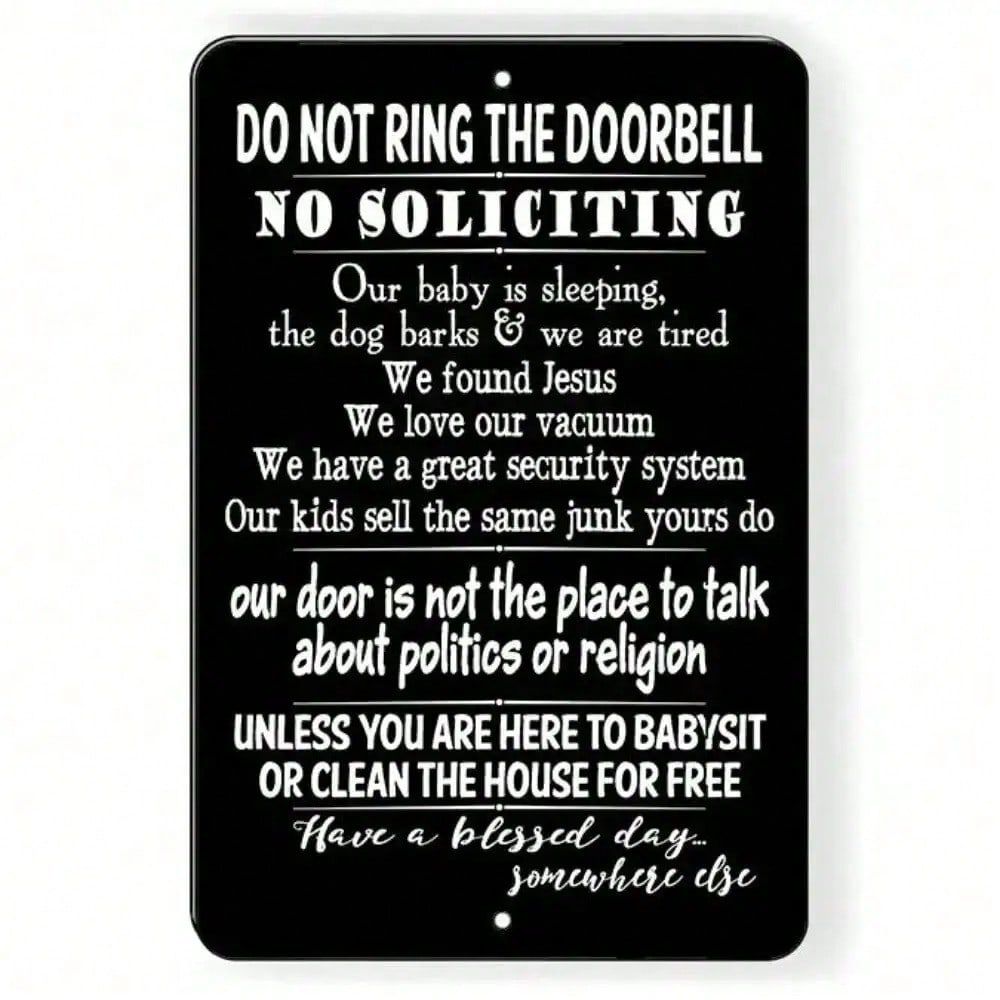 CIFbuy No Soliciting Sign Do Not Ring Baby Sleeping Funny Metal Alert