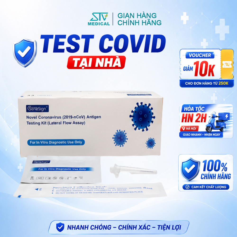 Test Covid Tại Nhà - Que Test Nhanh Covid Genesign Chính Hãng STV
