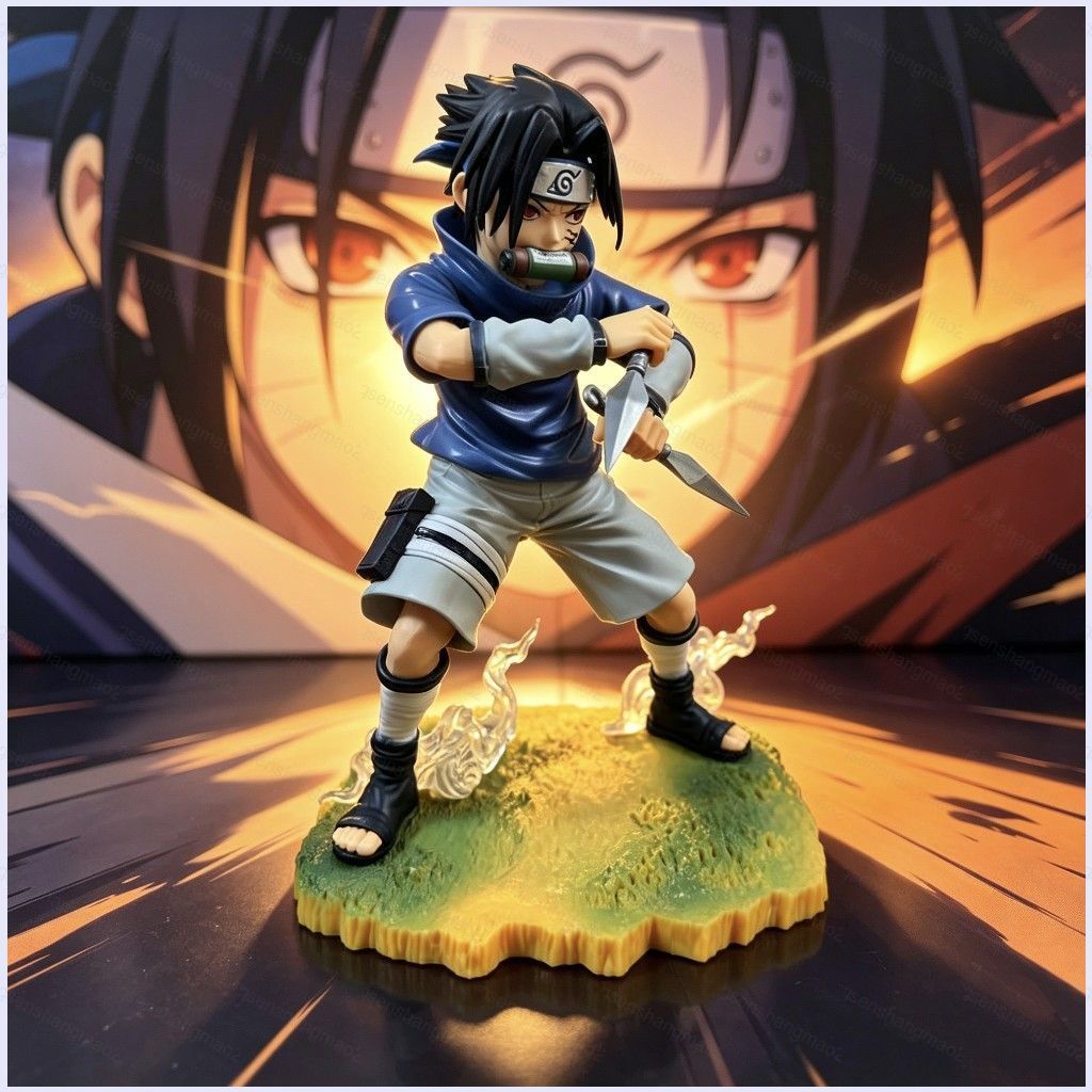 PS2 Naruto Shippuden Naruto Uzumaki Sasuke Tuổi Thơ Nhân Vật Hành Động Kunai Trận Pose Anime Đồ Chơi