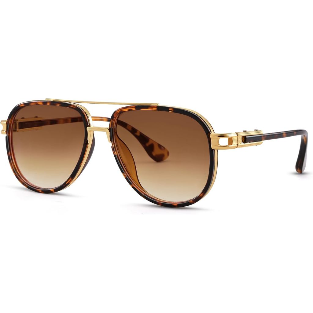 RAYSOL Retro Quá Khổ Aviator Kính Mát Dành Cho Nữ Kim Loại Cầu Đôi Aviators Kính Chống Nắng