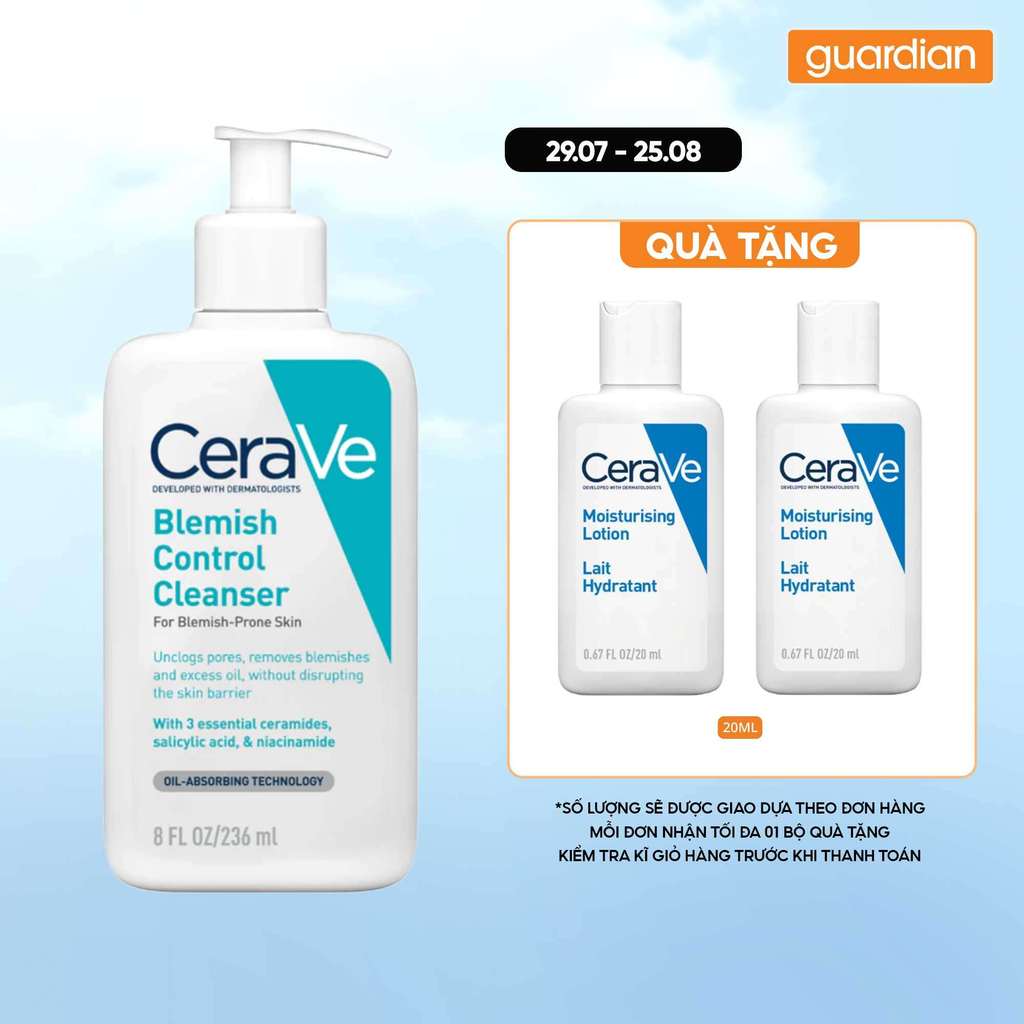 Sữa Rửa Mặt Hỗ Trợ Giảm Mụn CeraVe Blemish Control Cleanser 236Ml | Guardian Việt Nam