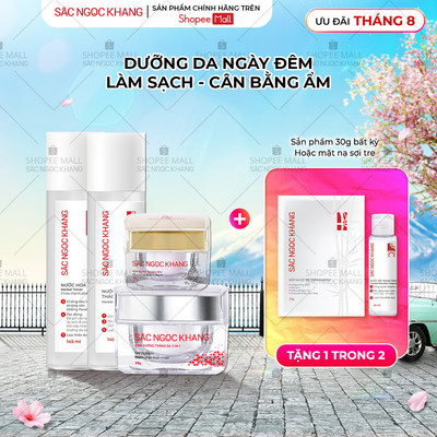 Combo dưỡng sâu & bảo vệ da Sắc Ngọc Khang 4 món [Kem 10g + Kem ngày 30g + Nước hoa hồng + Nước tẩy trang]