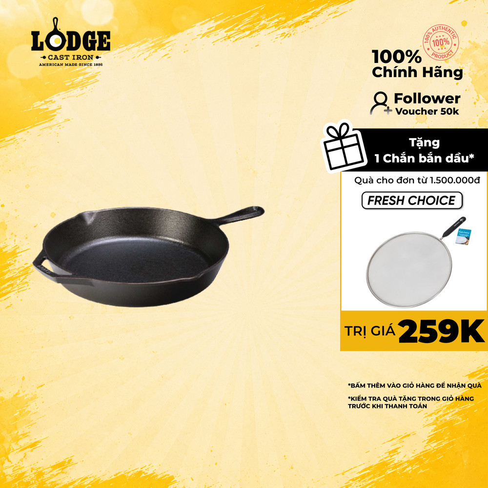 Lodge - Chảo gang - 26.04cm giữ và phân phối nhiệt hoàn hảo sử dụng được trên mọi loại bếp