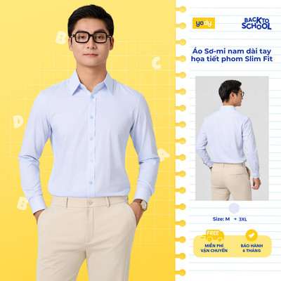 Áo Sơ-mi nam Yody dài tay họa tiết phom Slim Fit TRA MOSH26A012